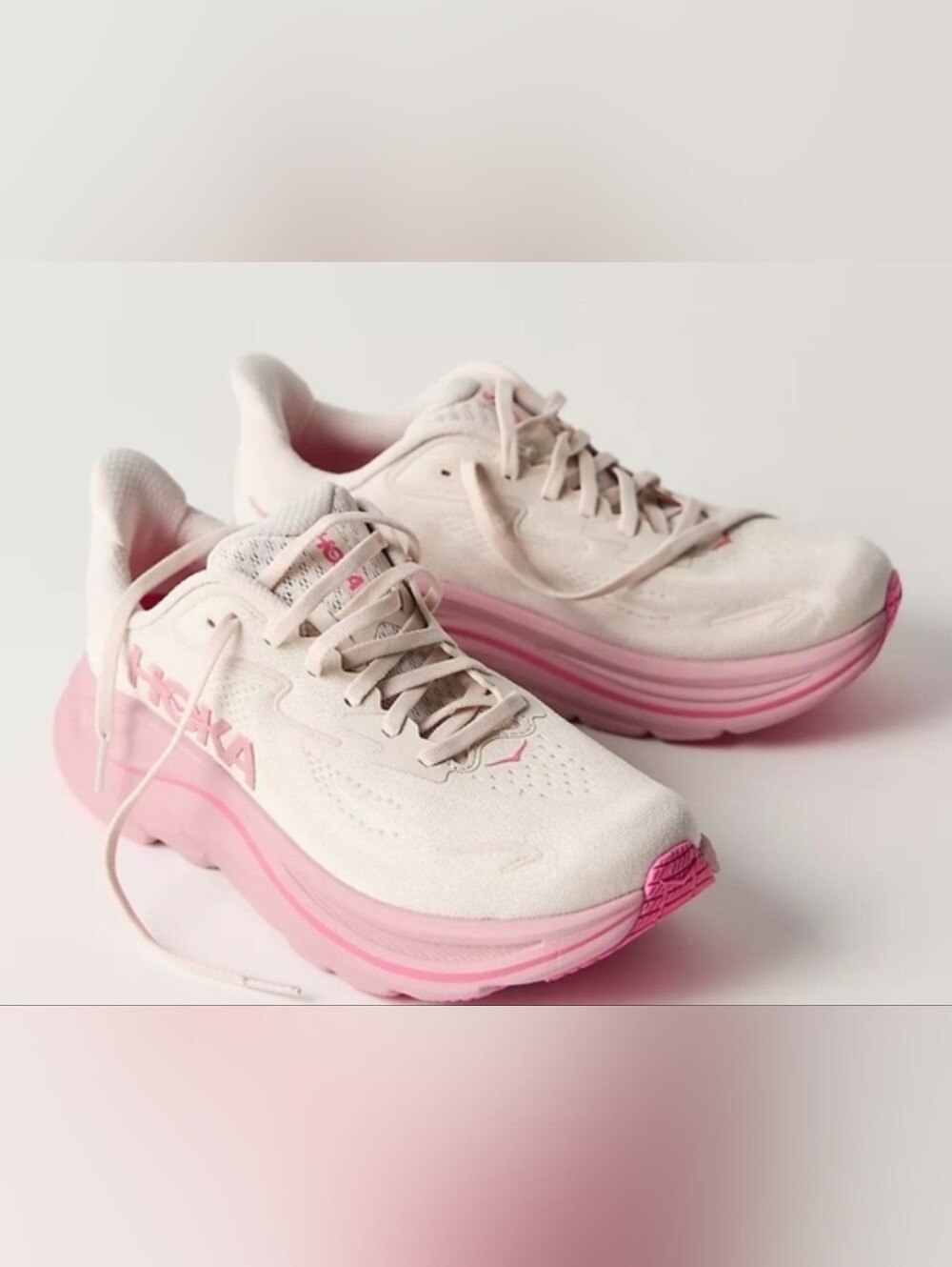 Sz 9.5B - Women's Hoka Clifton 10 Rose Cream Running Shoes - Picture 13 of 16